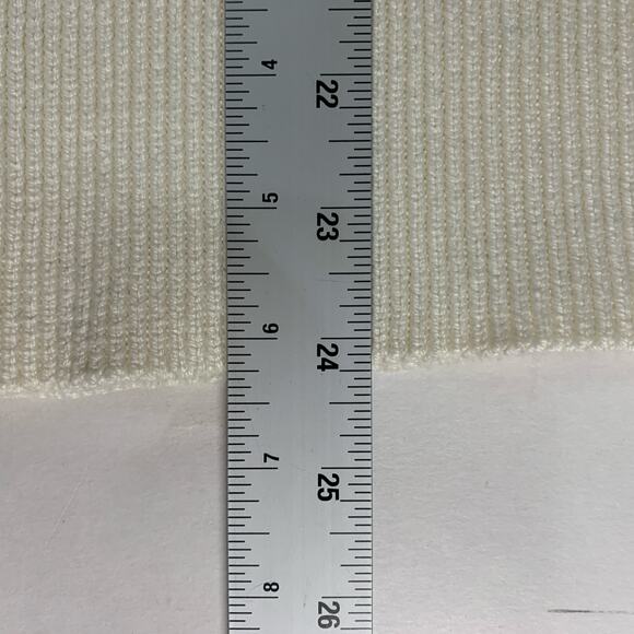 White House Black Market XS Mock Neck Sweater Ivory Pointelle Ruffle - Picture 7 of 8